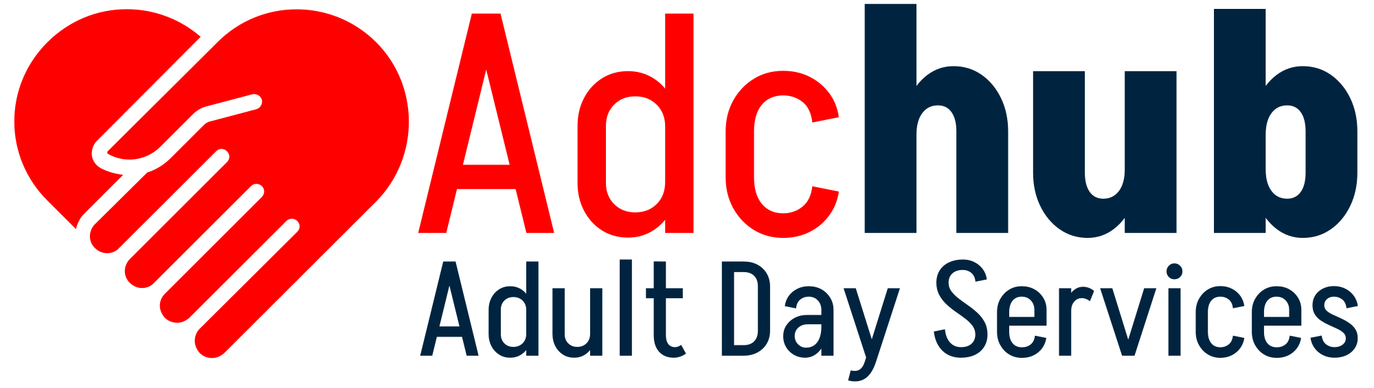 Adchub logo: heart-and-hand icon with “Adult Day Services”
